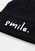 Wintermütze Kinder Spruch Smile Beanie Jungen Patch Aufdruck Print Strickmütze Kindermütze MoonWorks®preview