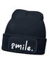 Wintermütze Kinder Spruch Smile Beanie Jungen Patch Aufdruck Print Strickmütze Kindermütze MoonWorks®preview