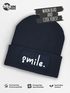 Wintermütze Kinder Spruch Smile Beanie Jungen Patch Aufdruck Print Strickmütze Kindermütze MoonWorks®preview