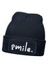 Wintermütze Kinder Spruch Smile Beanie Jungen Patch Aufdruck Print Strickmütze Kindermütze MoonWorks®preview