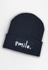 Wintermütze Kinder Spruch Smile Beanie Jungen Patch Aufdruck Print Strickmütze Kindermütze MoonWorks®preview