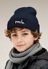 Wintermütze Kinder Spruch Smile Beanie Jungen Patch Aufdruck Print Strickmütze Kindermütze MoonWorks®preview